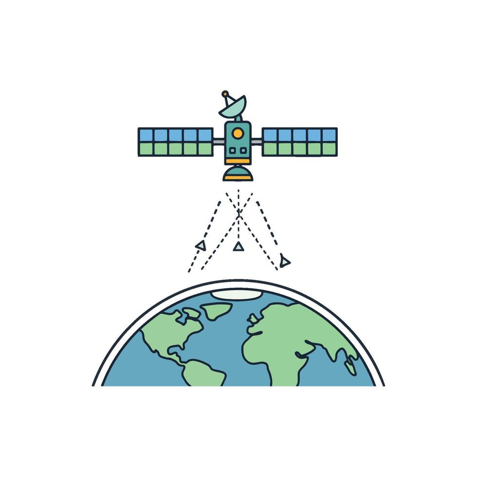 Satellite Over Earth Data Mining, Big Data, Predictive Model, AI Tools, and Smart Data Analysis for Strategic Growth vector