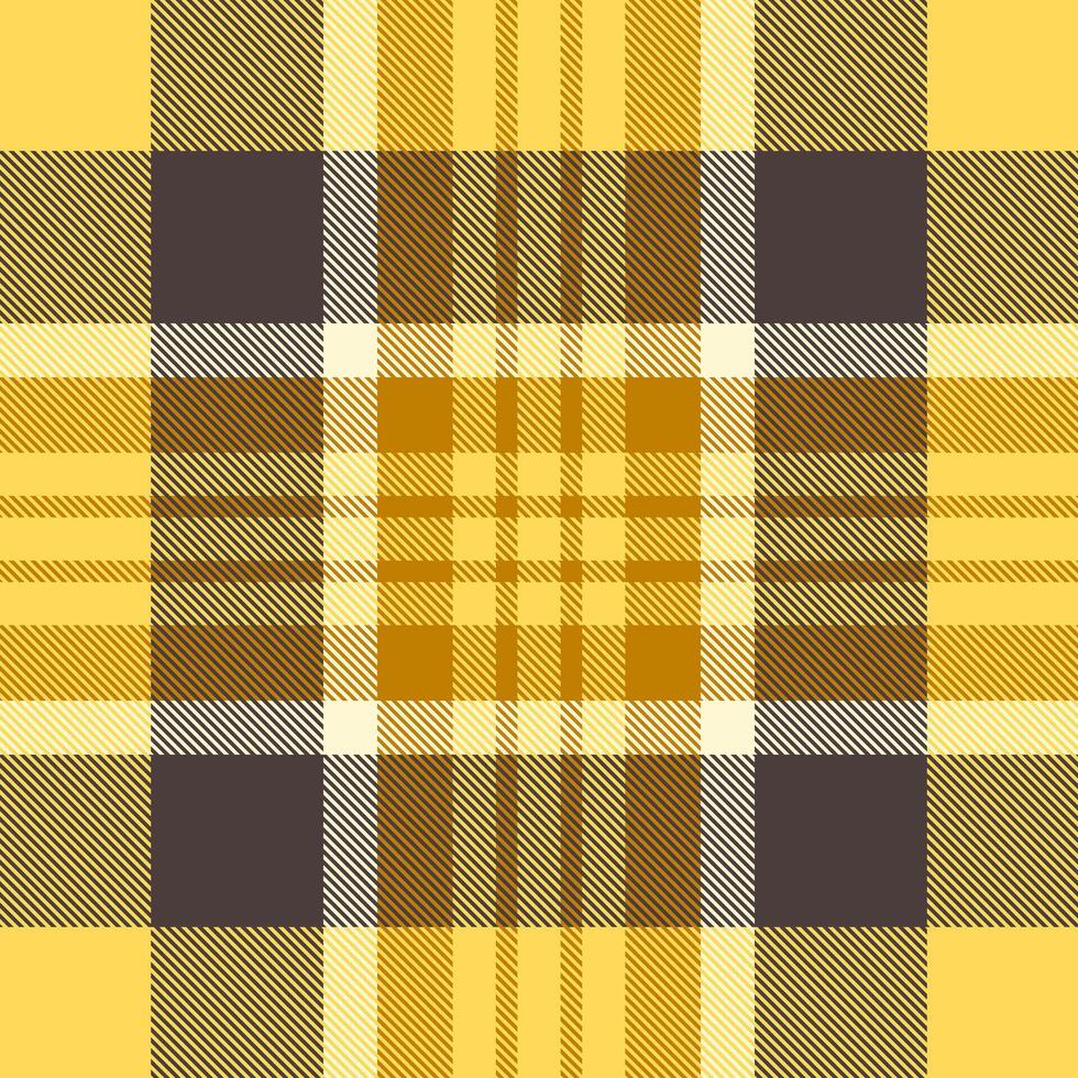 Curve texture seamless plaid, fibrous tartan fabric. 40s pattern check textile background in mustard and dark colors. vector