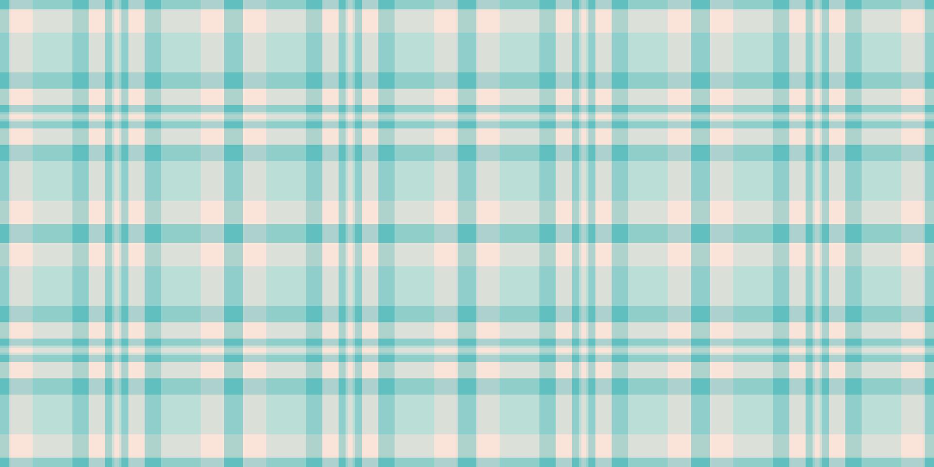 Calming pastel plaid pattern in turquoise and cream. Classic textile design ideal for backgrounds, fabric mockups, or adding a cozy touch to designs. Versatile. vector