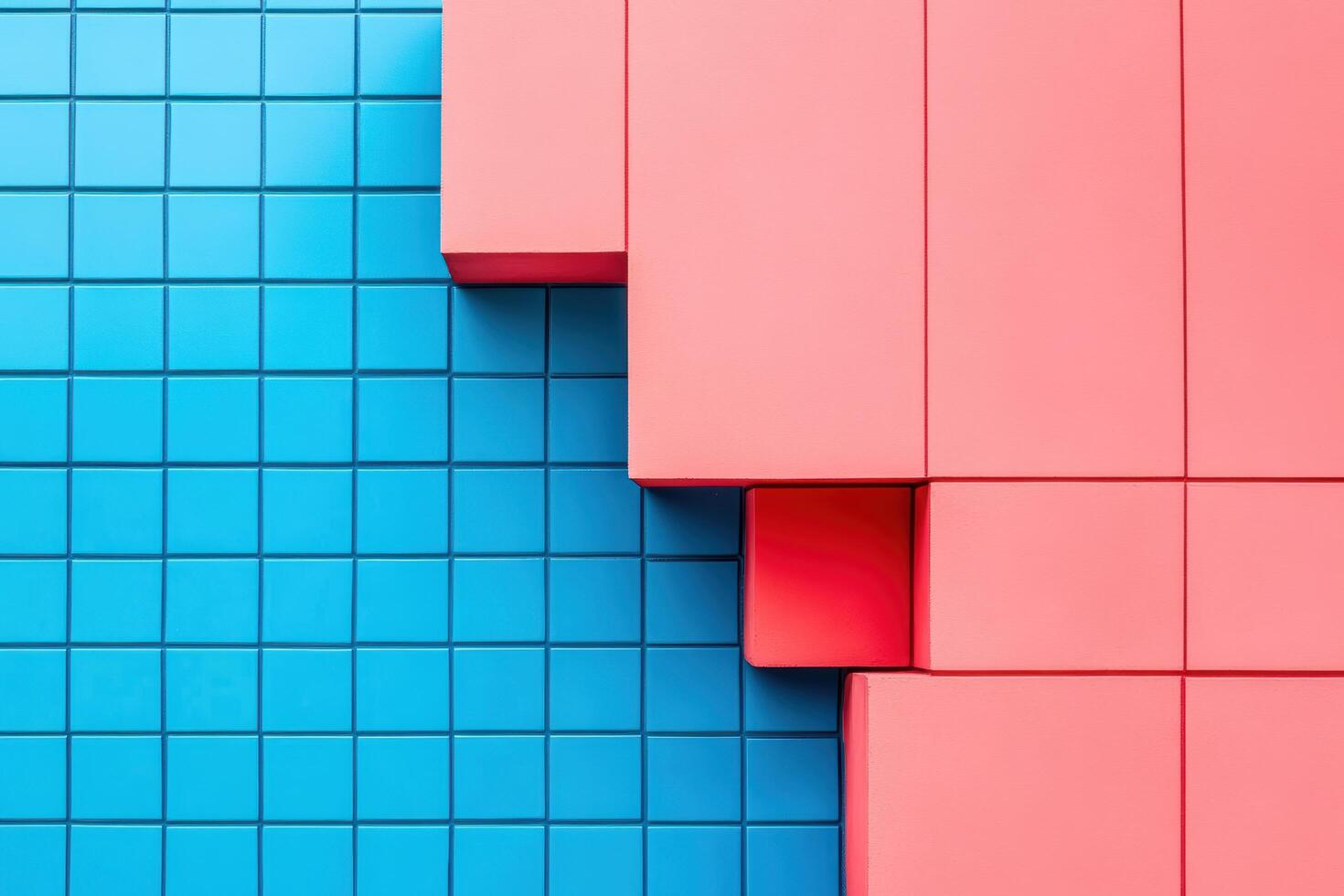 Colorful geometric blocks creating an abstract pattern on a surface photo