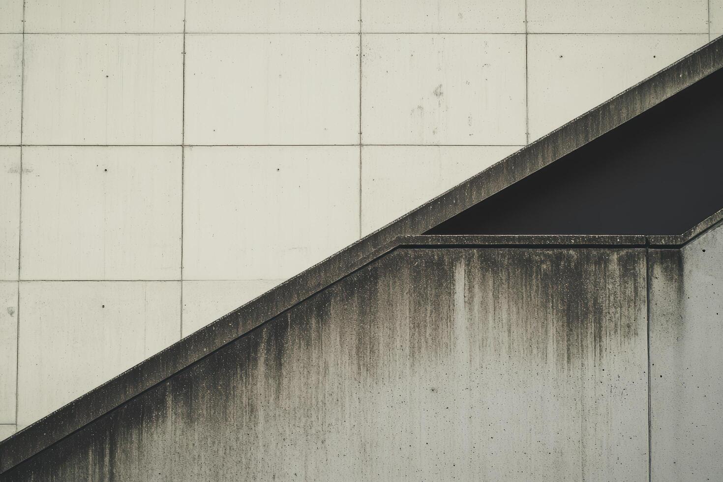 Modern concrete structure showing diagonal lines and textures in urban setting photo