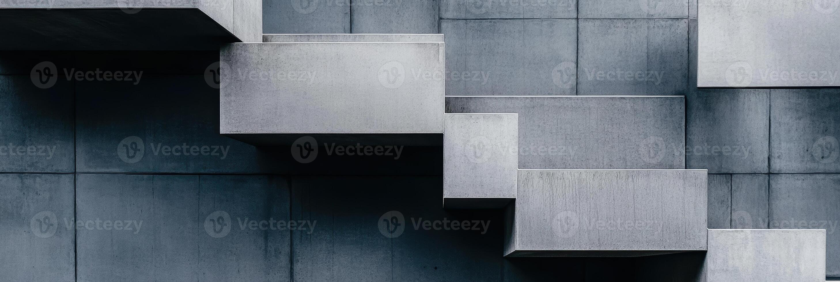 Modern concrete staircase design with geometric shapes and textures photo