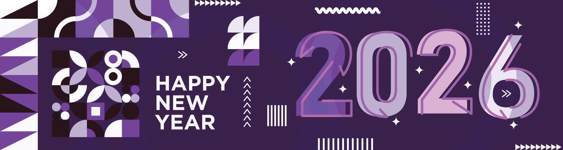Abstract Geometric Shapes with Elegant Happy New Year 2026 Design vector