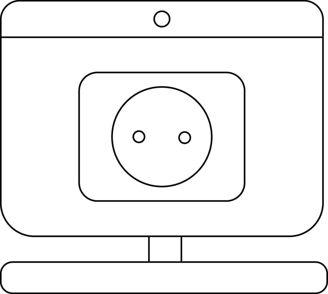 laptop monitor icon and power socket icon with white background vector