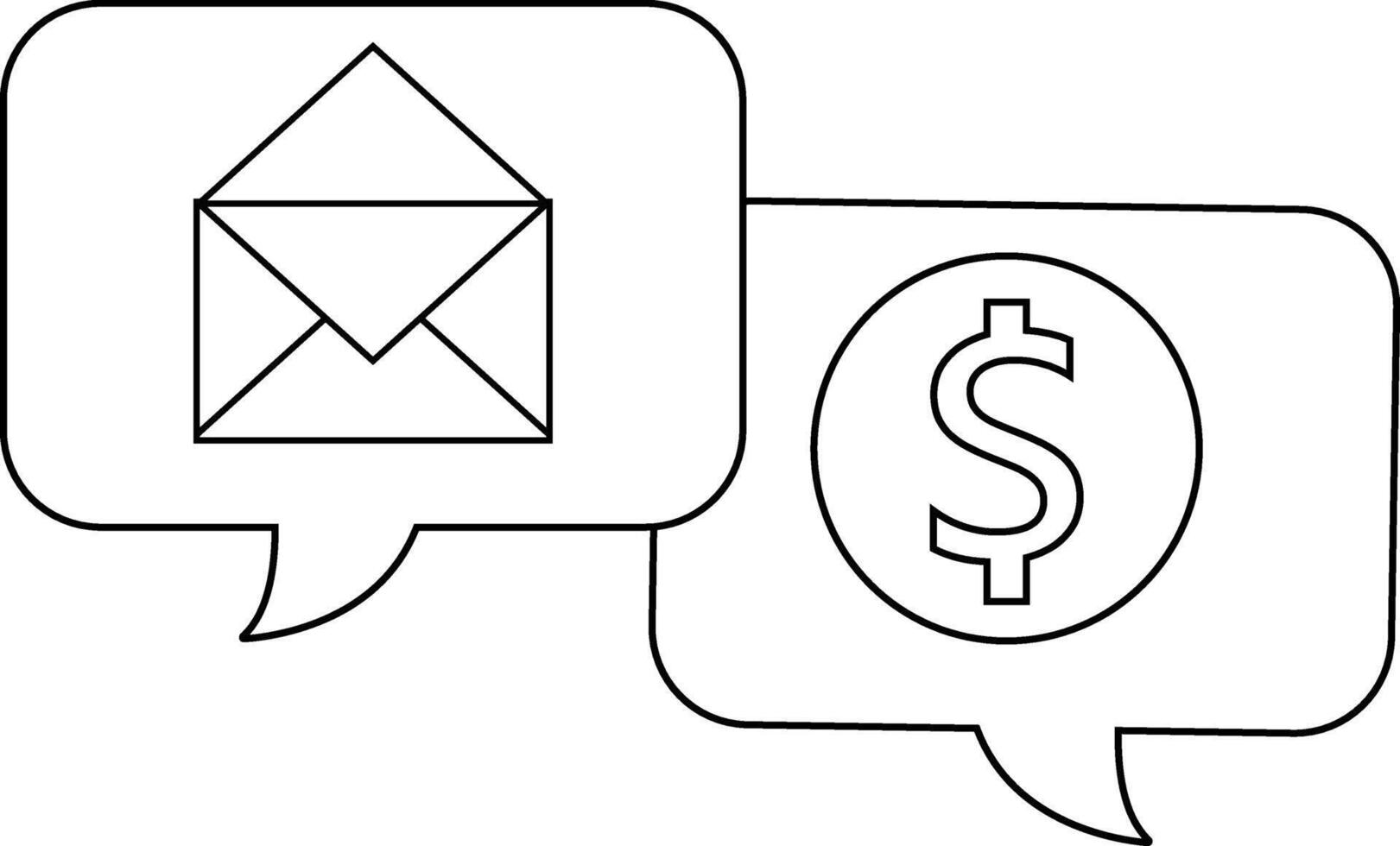 dollar chat icon and open message icon with white background vector