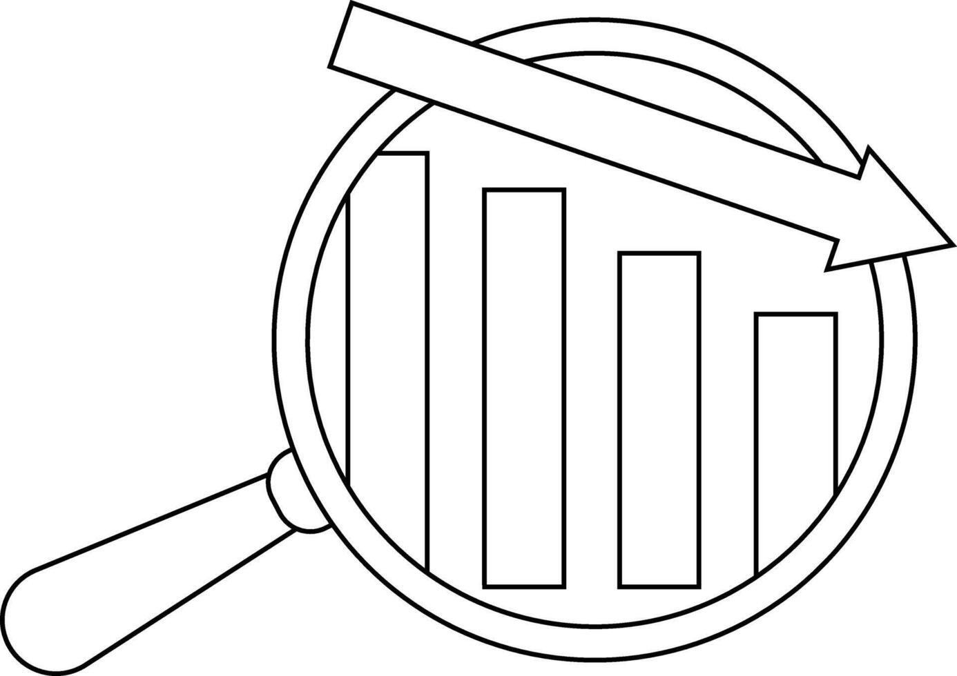 down graph icon and magnifying glass icon with white background vector