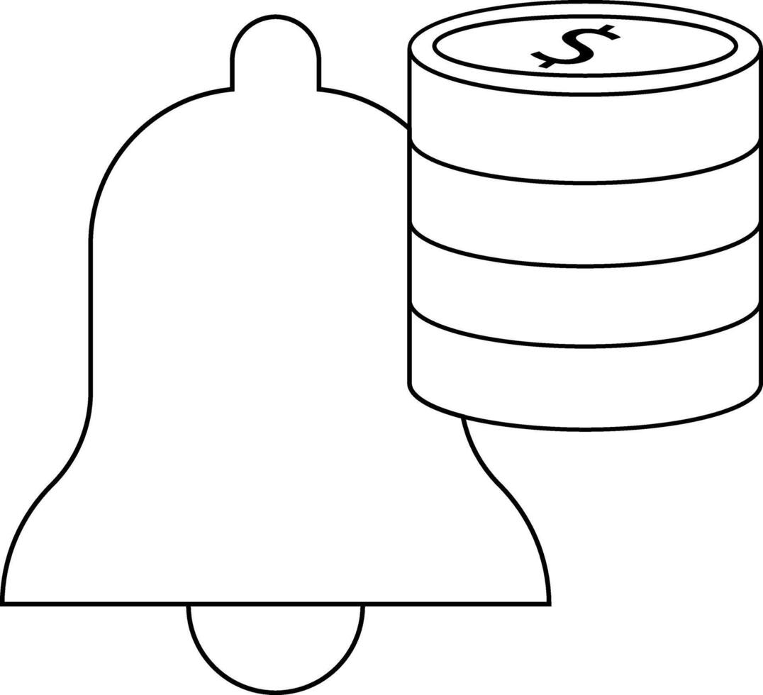 bell icon and dollar coin icon with white backgroundbell icon and compass icon with white background vector