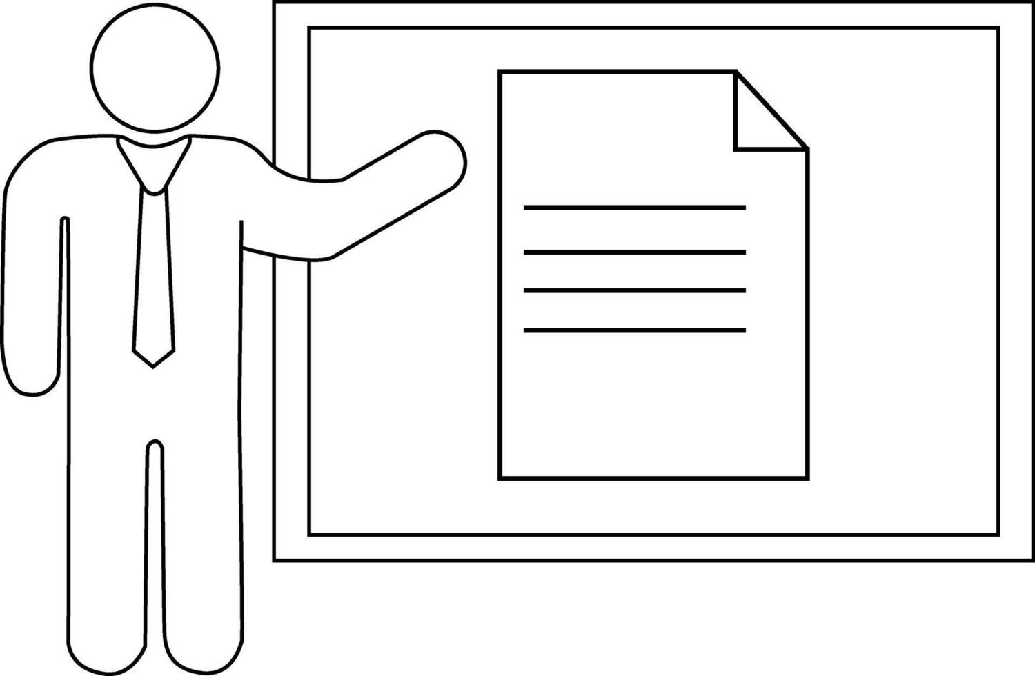 presentation person icon and document paper icon with white background vector