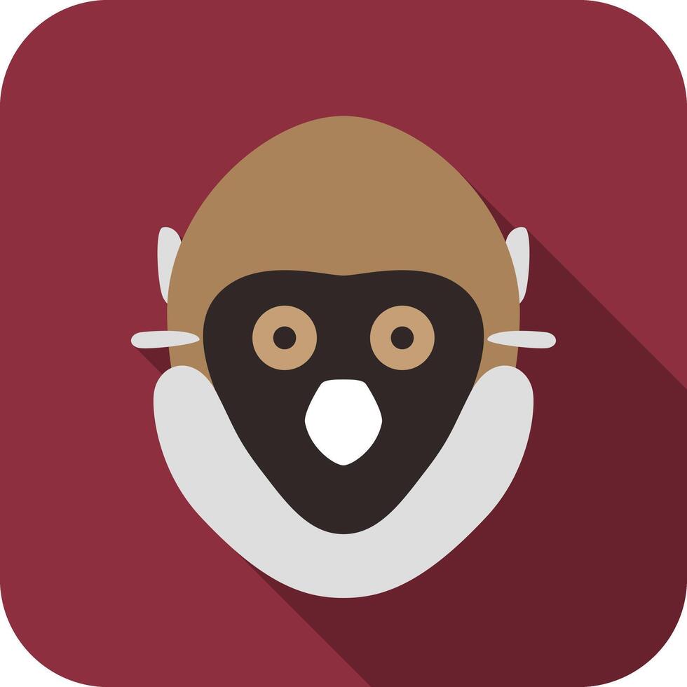 Colorful monkey head illustration with simple design and flat style on a red background vector