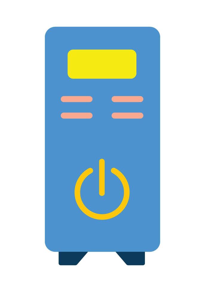 Modern illustration of a desktop computer, workstation, or server with a power button. vector