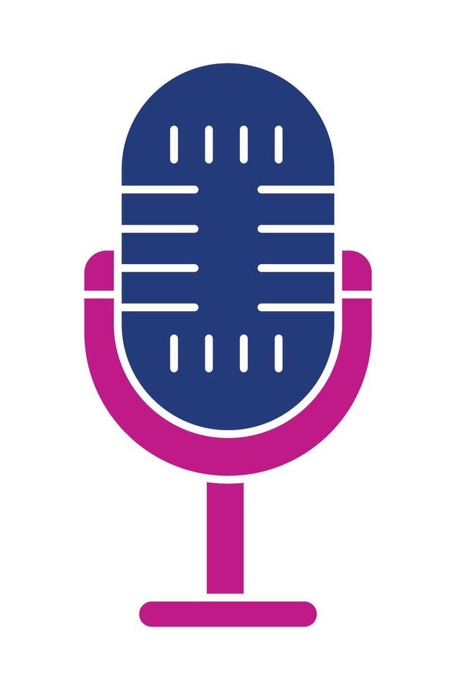 Retro Studio Microphone Icon for Podcasting and Broadcasting. A flat graphic for audio recording, interviews, and radio shows. vector