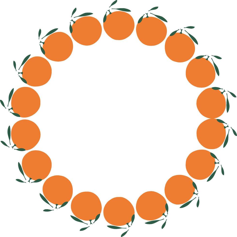 Tangerine fruit frame. Oranges simple sweet fruits border. Template free space for your text vector