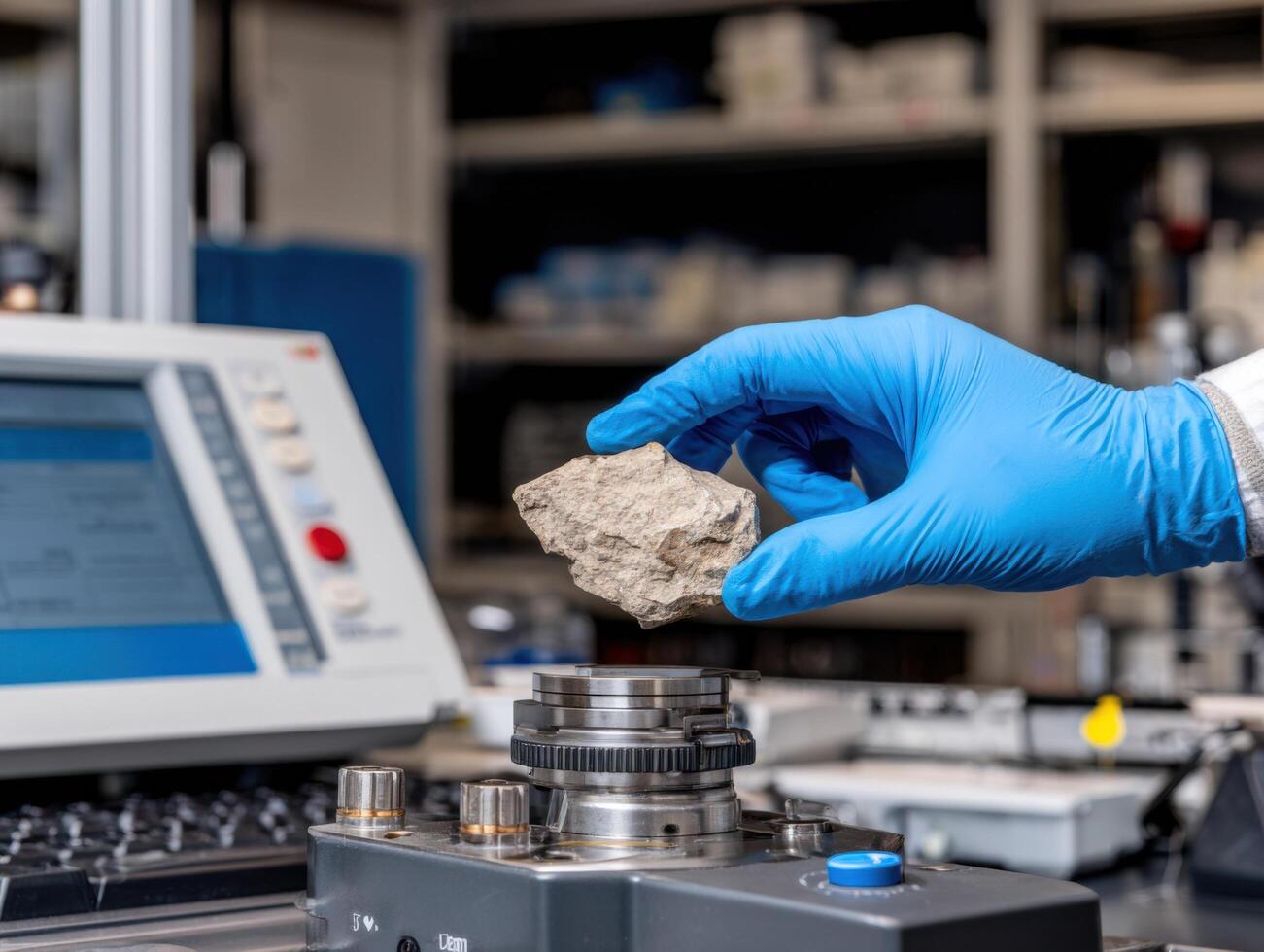 The Process of a Scientist Putting a Rock into a Mass Spectrometer photo
