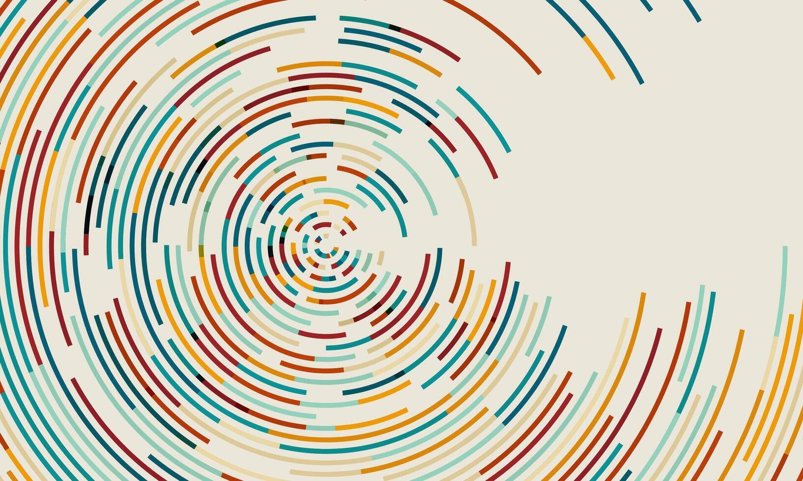 Minimal circular lines in abstract spiral pattern, perfect for tech visuals, data flow concepts, and clean modern background themes. vector