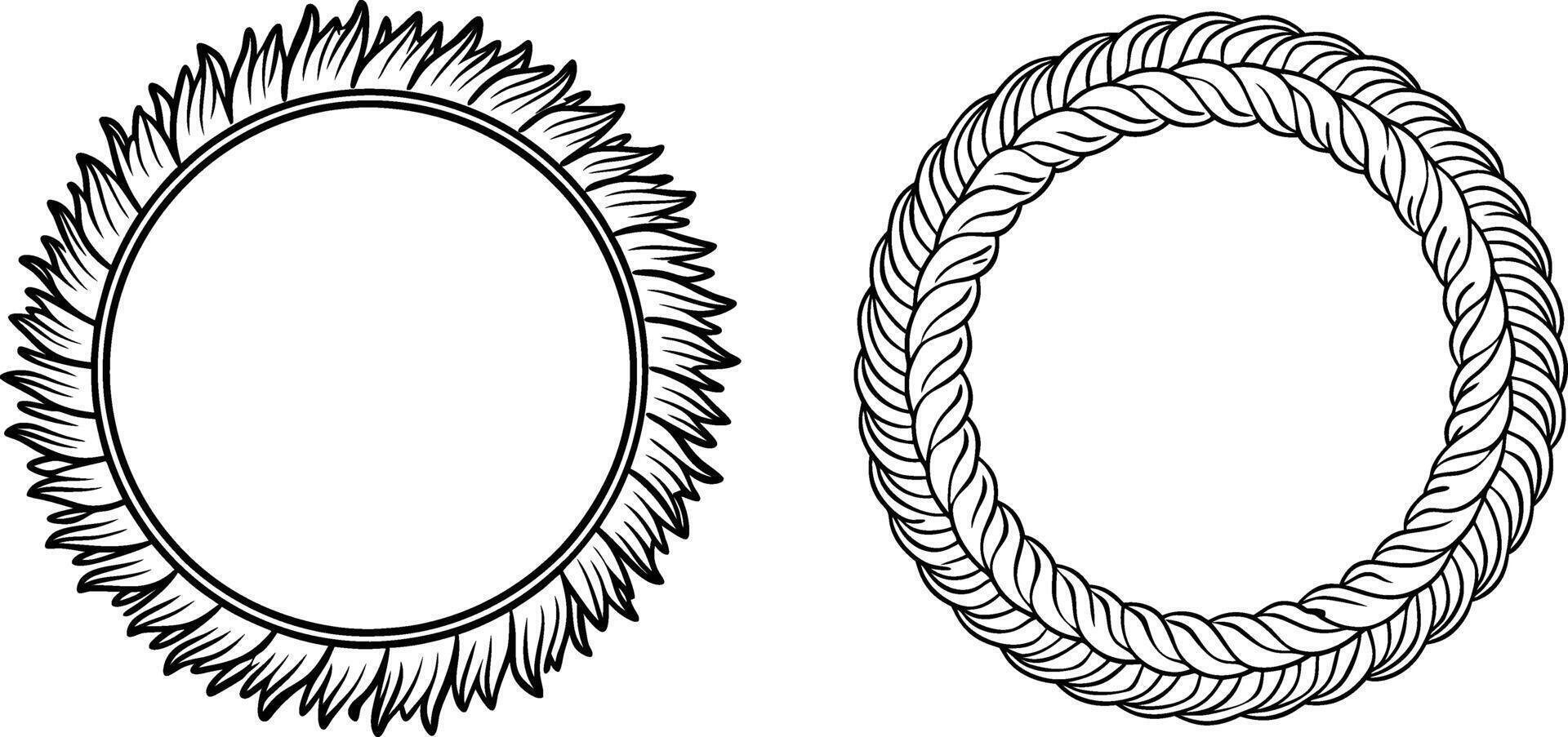 Two oval frames with rope on them vector