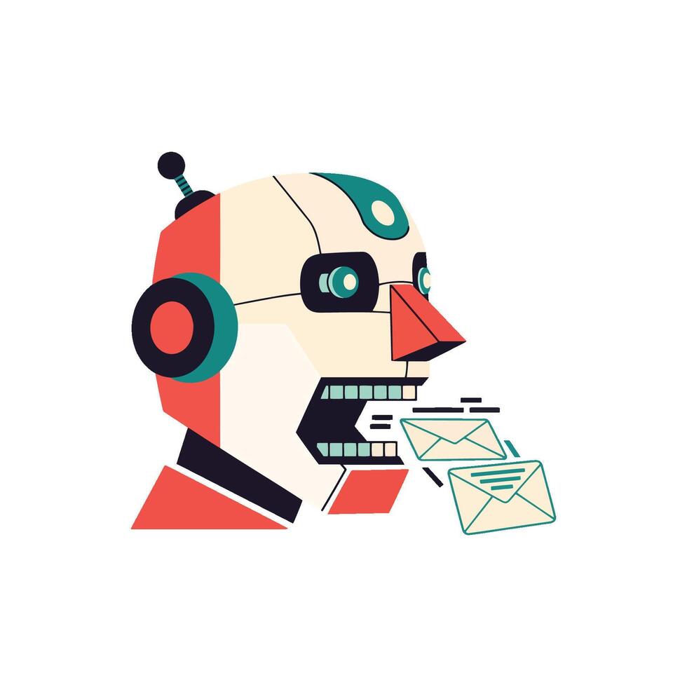 This clip art shows a Smart Robot's AI Brain, a Machine Mind concept for futuristic robotics technology, illustrating artificial intelligence and efficient assistance vector