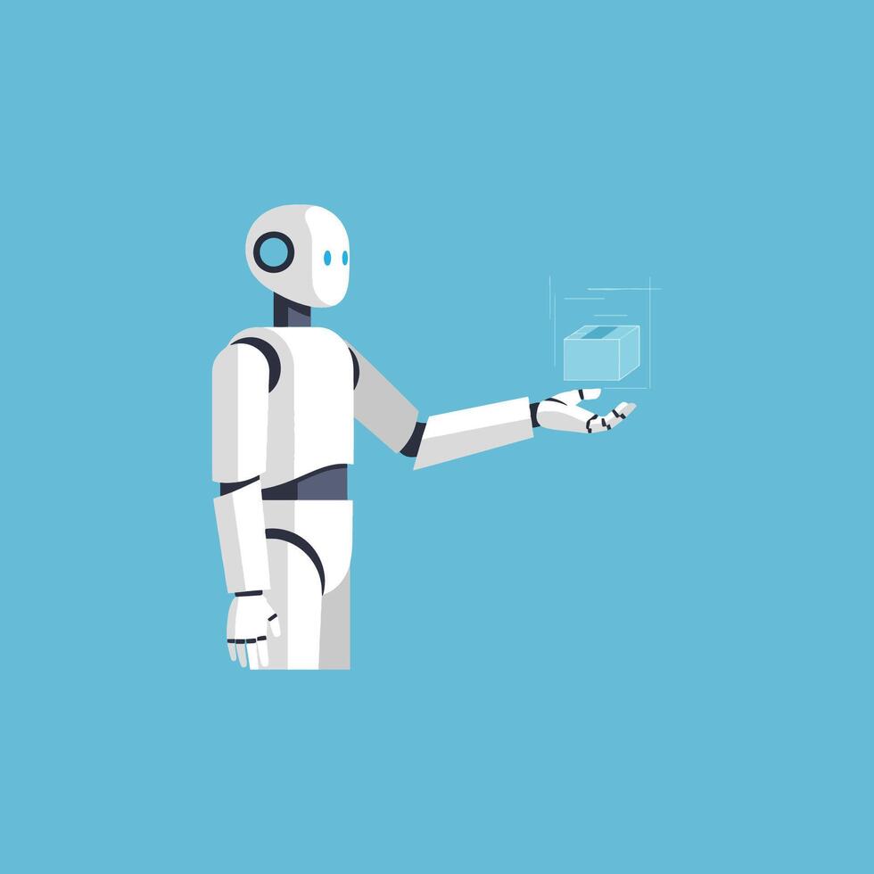 Futuristic clip art showing the evolution of artificial intelligence in a Smart Robot. The Machine Mind AI Brain represents robotics and technology assistance vector