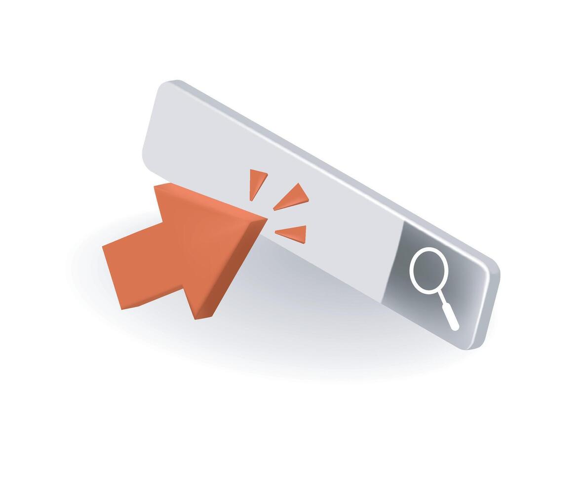 Search bar web click page of isometric style vector