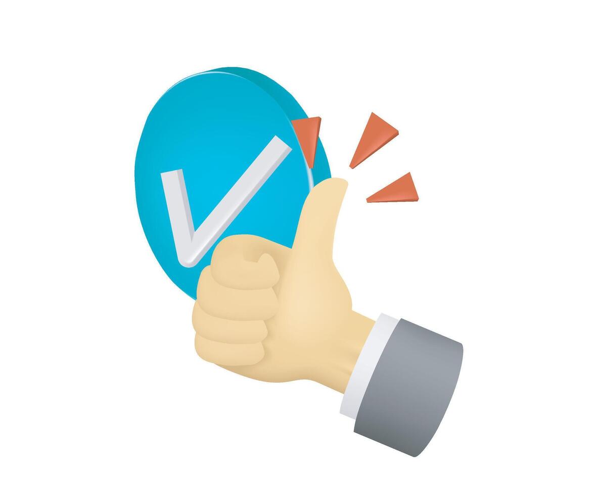 Approve check list with hand thumb up vector