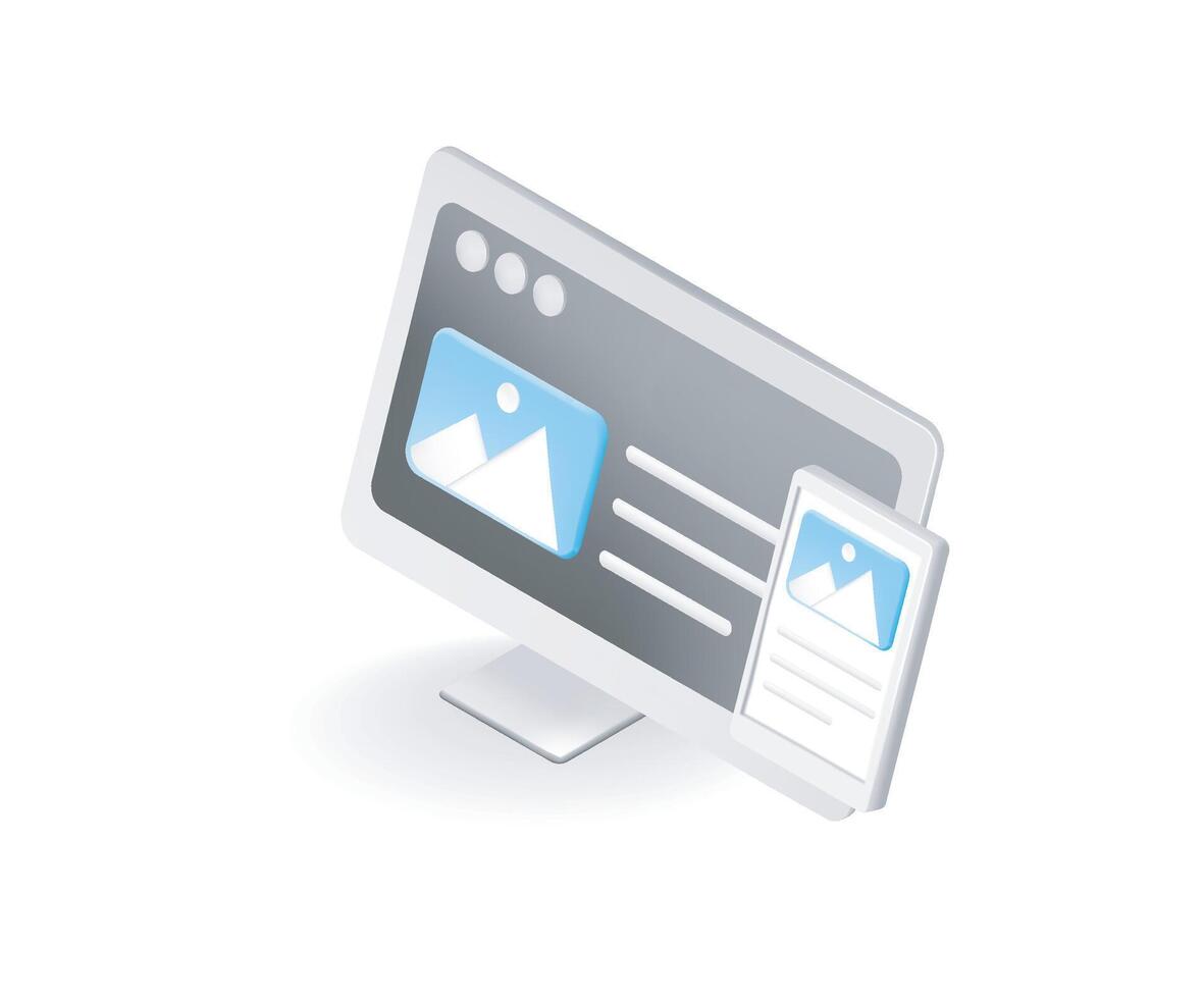 web sensible diseño desarrollo de isométrica estilo vector