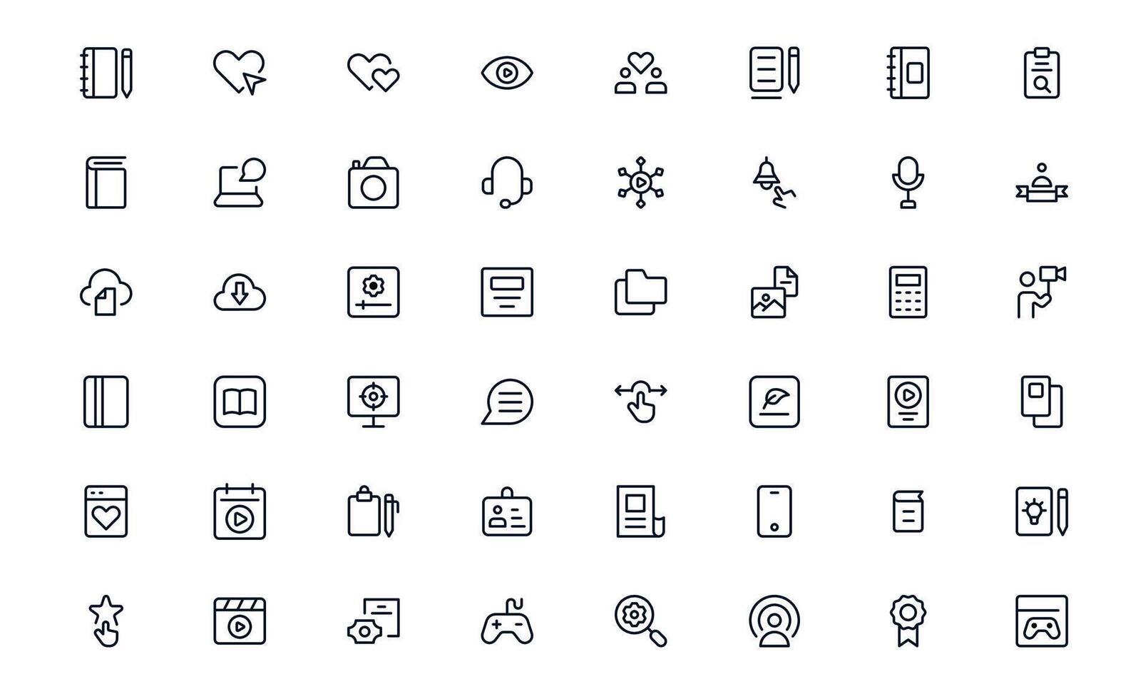 Flat Content Creation Icons Set. Modern social media, blogging, production, and digital marketing tools in a clean flat design perfect for creative projects. vector