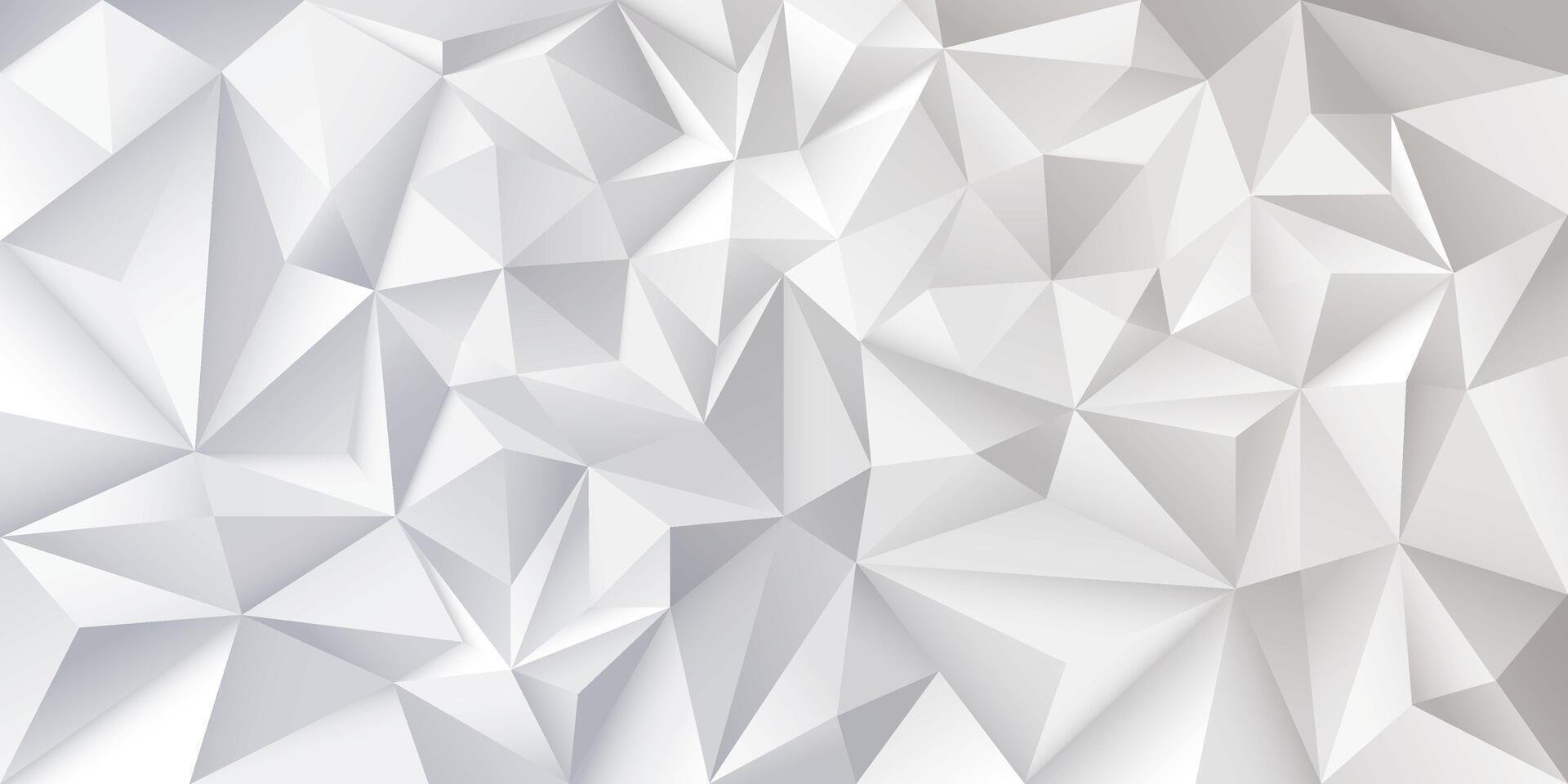 Abstract polygon background. 3d surface with geometric triangle shapes. White and gray mosaic poly texture. Creative digital design. Poster, banner, presentation template vector