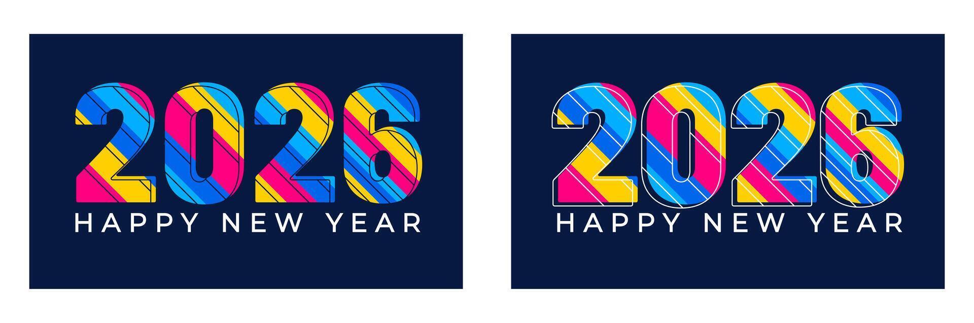 2026 happy new year colorful typography text logo design template. Happy New Year 2026 text, use to business template, banners, background, poster, greeting card vector