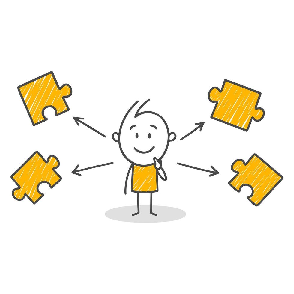 An individual carefully examining solutions and using analytical thinking to identify the most suitable option. vector