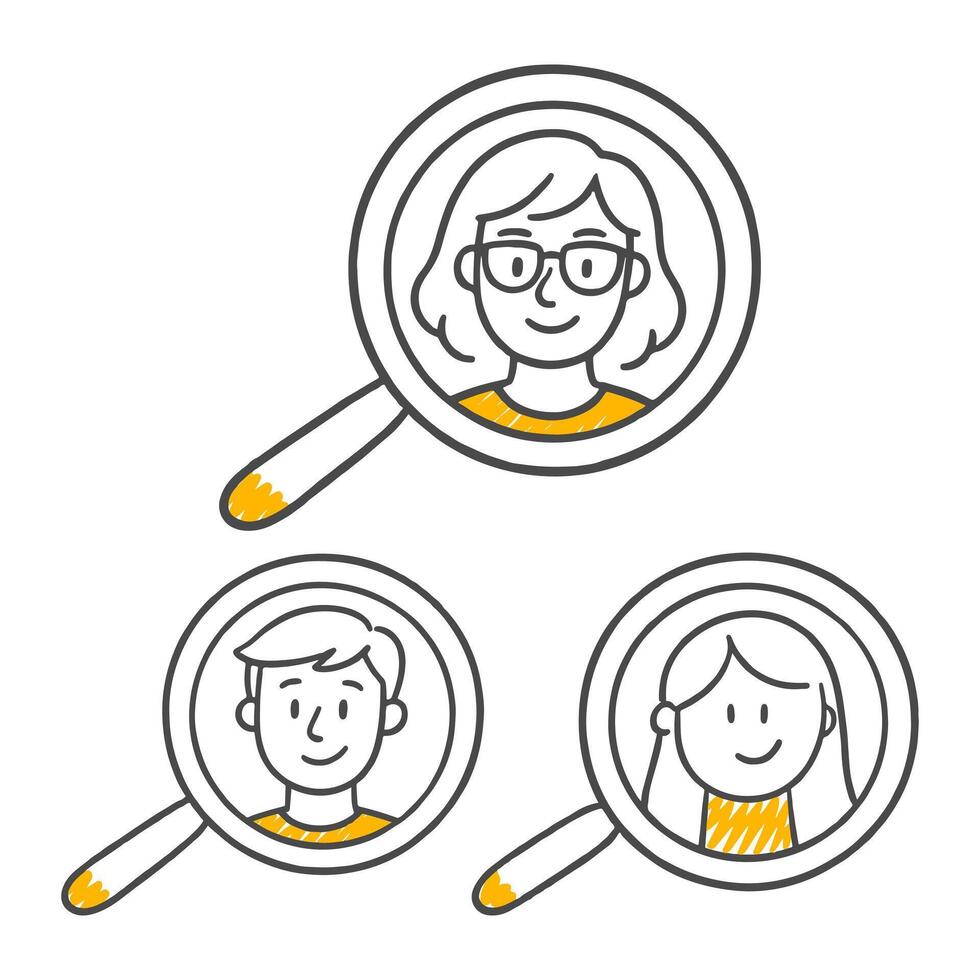 A simple and eye-catching drawing design illustrating talent selection and candidate analysis. vector