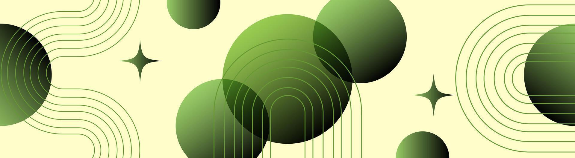 A modern abstract composition of circles, lines, shapes, made in green colors on a light background. Elements for posters, banners, websites, and background vector