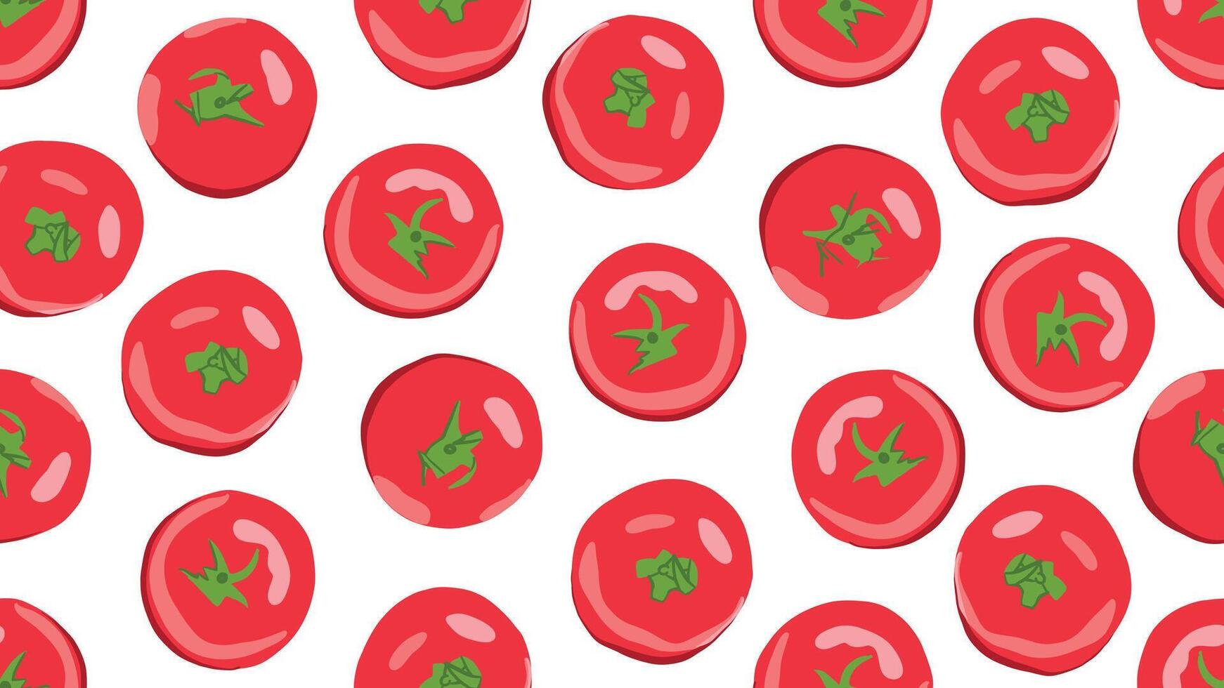 Tomatoes seamless pattern. Flat vegetables with highlights and shadows on a white background. Natural pattern with red tomatoes vector