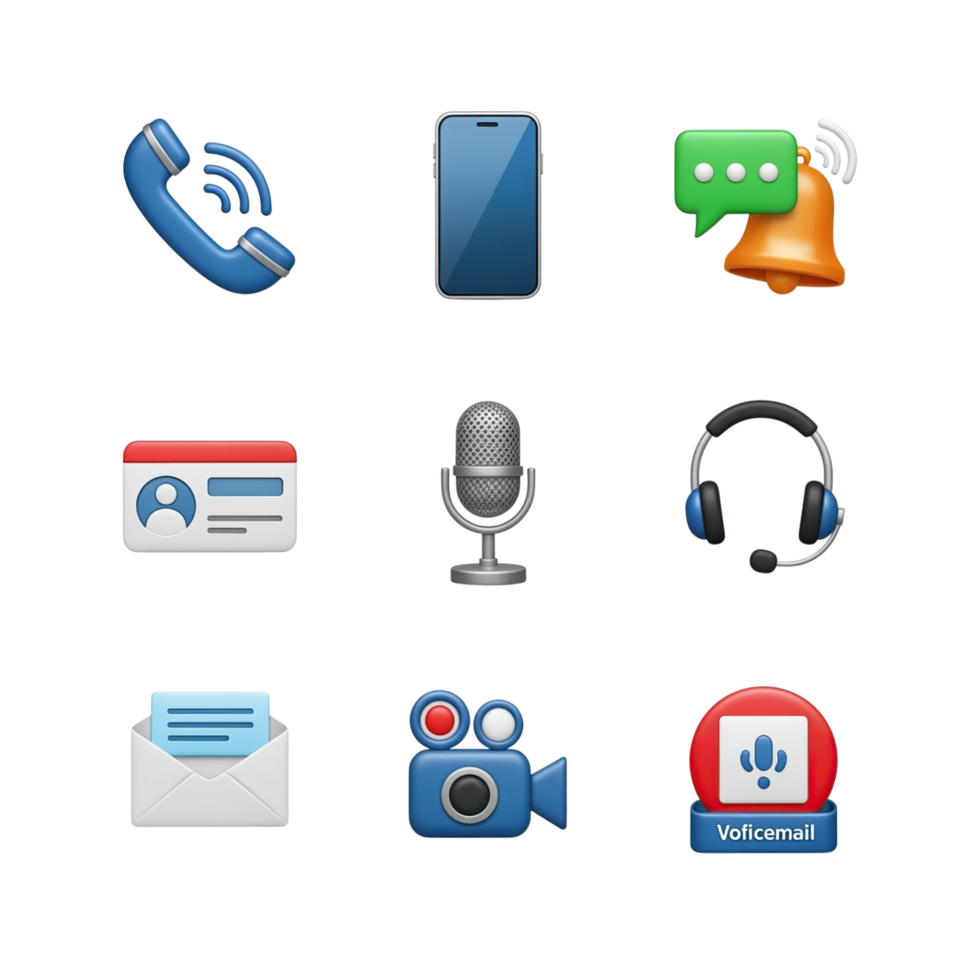 Communication Tools and Technologies for Modern Connection and Information Sharing, Featuring Phone, Microphone, Camera, and Mail Icons png