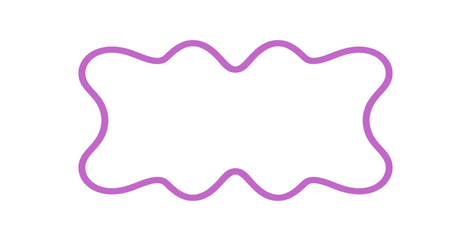 Groovy wavy rectangle outline frame with retro bubble shape forms graphic border. Unique y2k line and abstract style for modern background. Playful pop accent and creative look. vector
