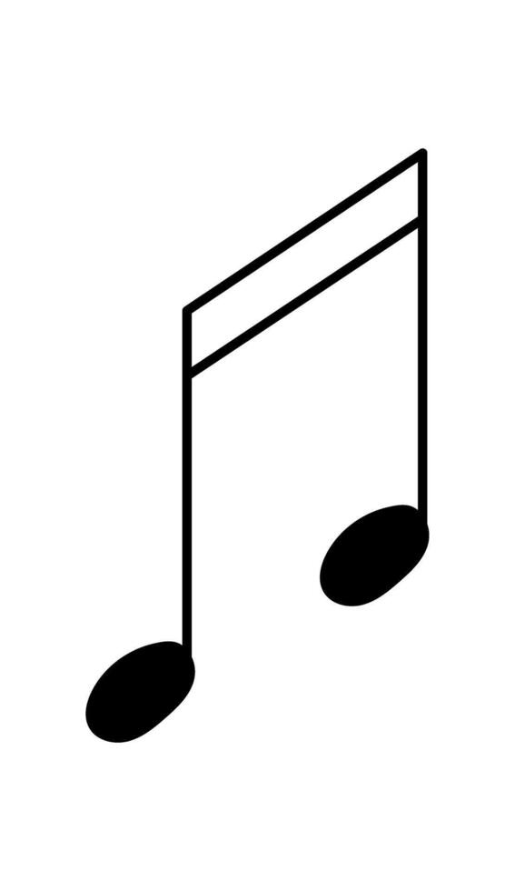 Flat black groovy retro music note icon with modern shape. This graphic symbol blends y2k style as a groovy element for trendy and creative label, perfect for design concepts and contemporary vector