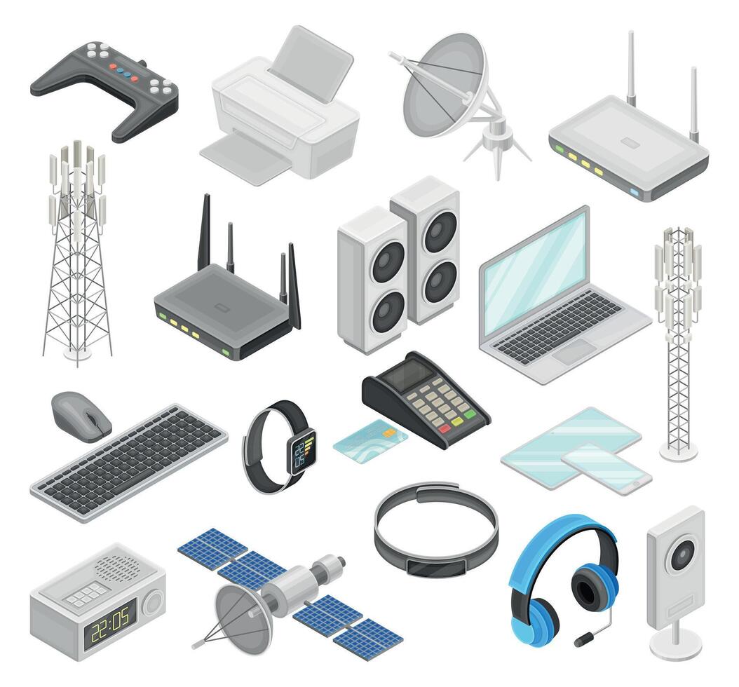 Wireless Network Connection Device and Technology Set vector