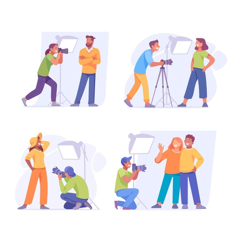 Dynamic and Engaging Photography Studio in Action Featuring Creative Professionals that Inspire vector
