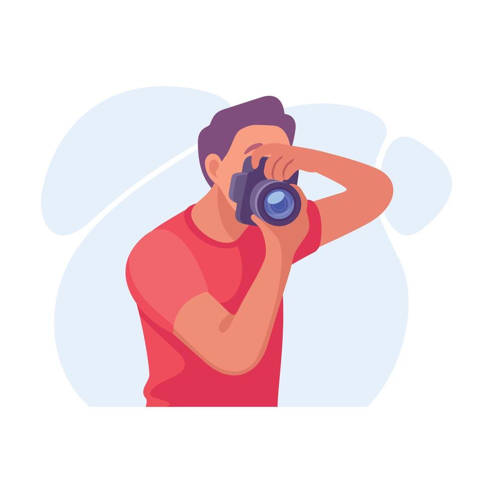 A Person Taking a Photo with a Camera in a Unique and Creative Style and Approach vector