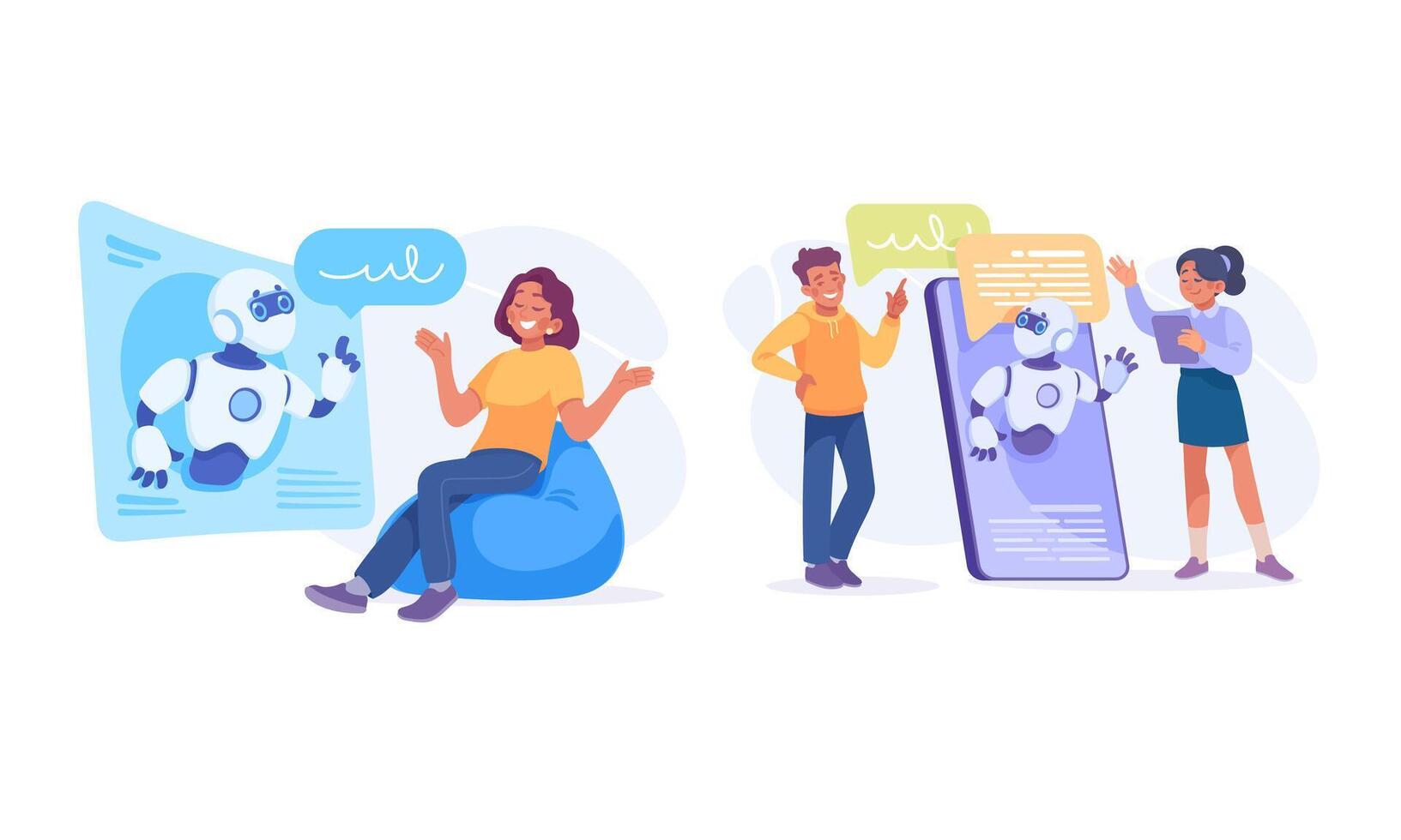 Exploring the Role of Engaging Robot Assistants in Contemporary Communication Dynamics vector