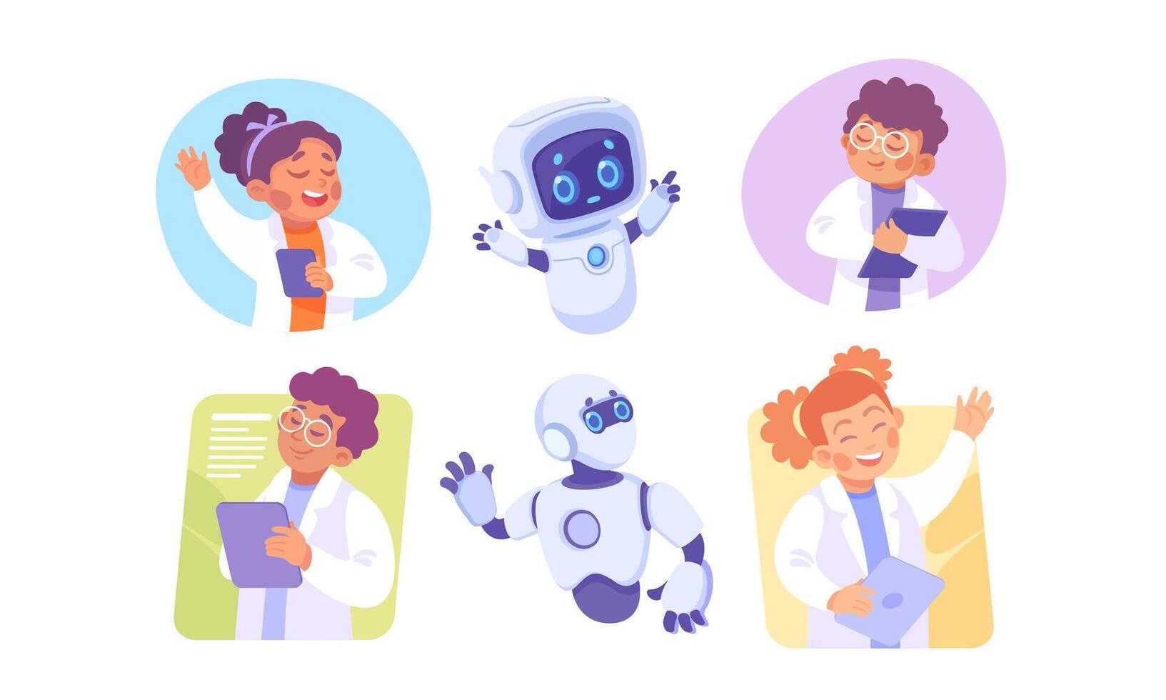 Innovative Science and Technology Characters featuring an engaging Robot Assistant companion vector
