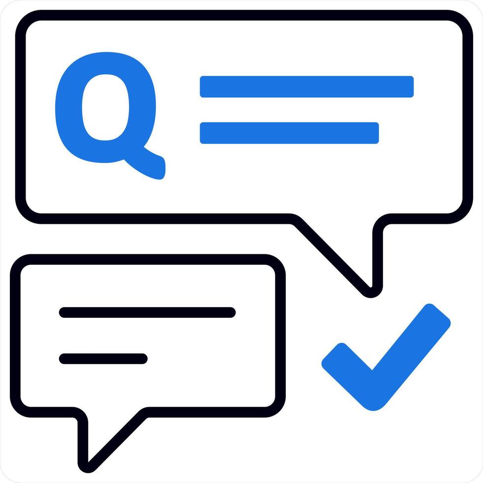Questionnaire and query icon in blue color vector