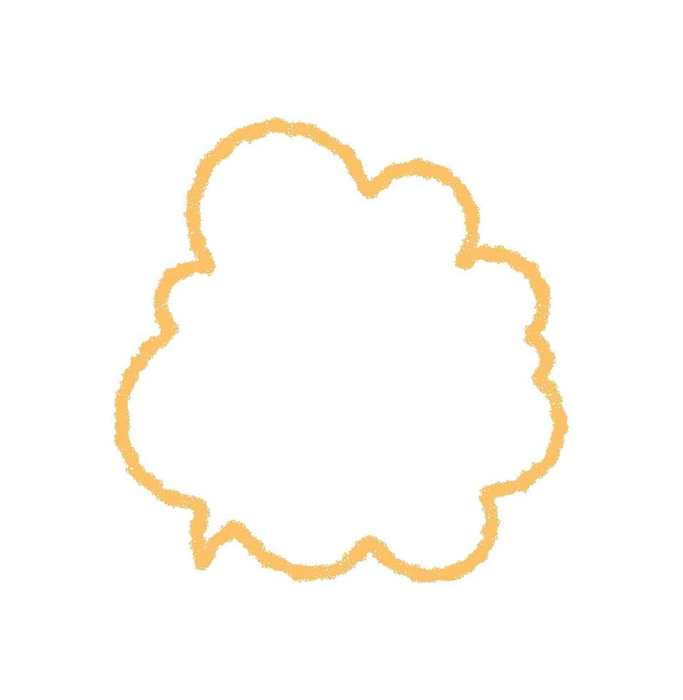 Organic chalk outline speech balloon in sketch style. Hand drawn round bubble as chat icon and message shape with soft contour. Rectangle elements combine with playful speech form for unique vector