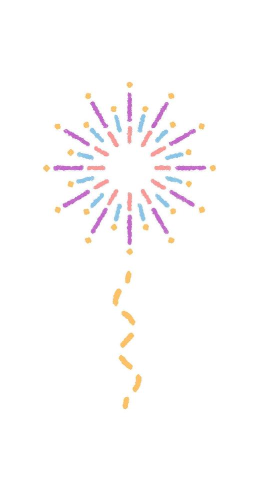 Crayon firework burst pattern with festive sparkle. Star and magic circle element for celebration theme in playful colorful style. Express joy and burst of creative spark for any party or holiday vector