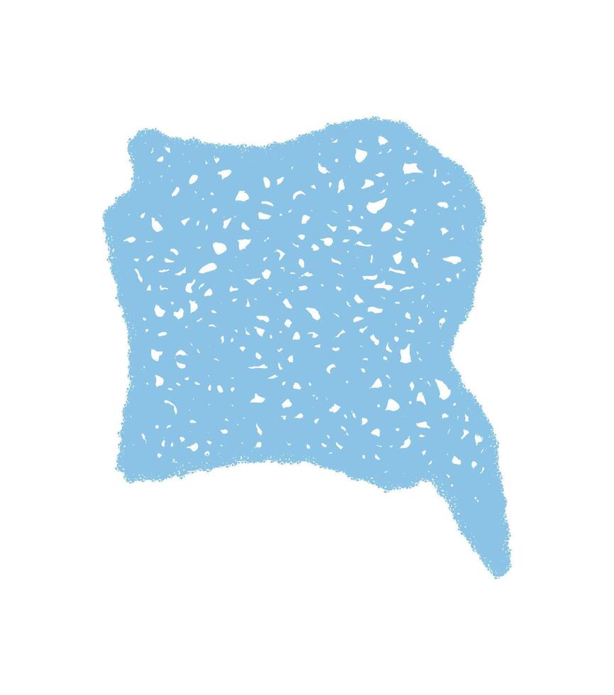 Wavy crayon speech bubble sketch in abstract blue with organic fluid rectangle and soft cloud form. Message and talk element for creative backgrounds, ideal for social, media or communication vector