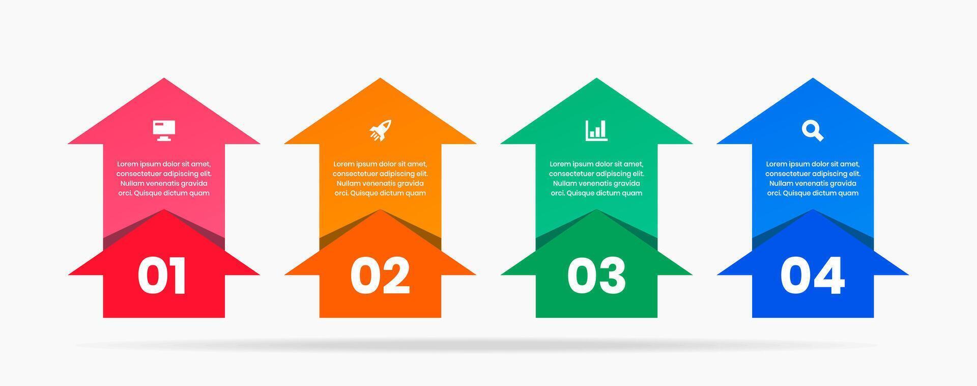 Arrow Infographic Element Design Templates with Icons and 4 Options or Steps. Suitable for Process Diagram, Presentations, Workflow Layout, Banner, Flow Chart, Infographic vector