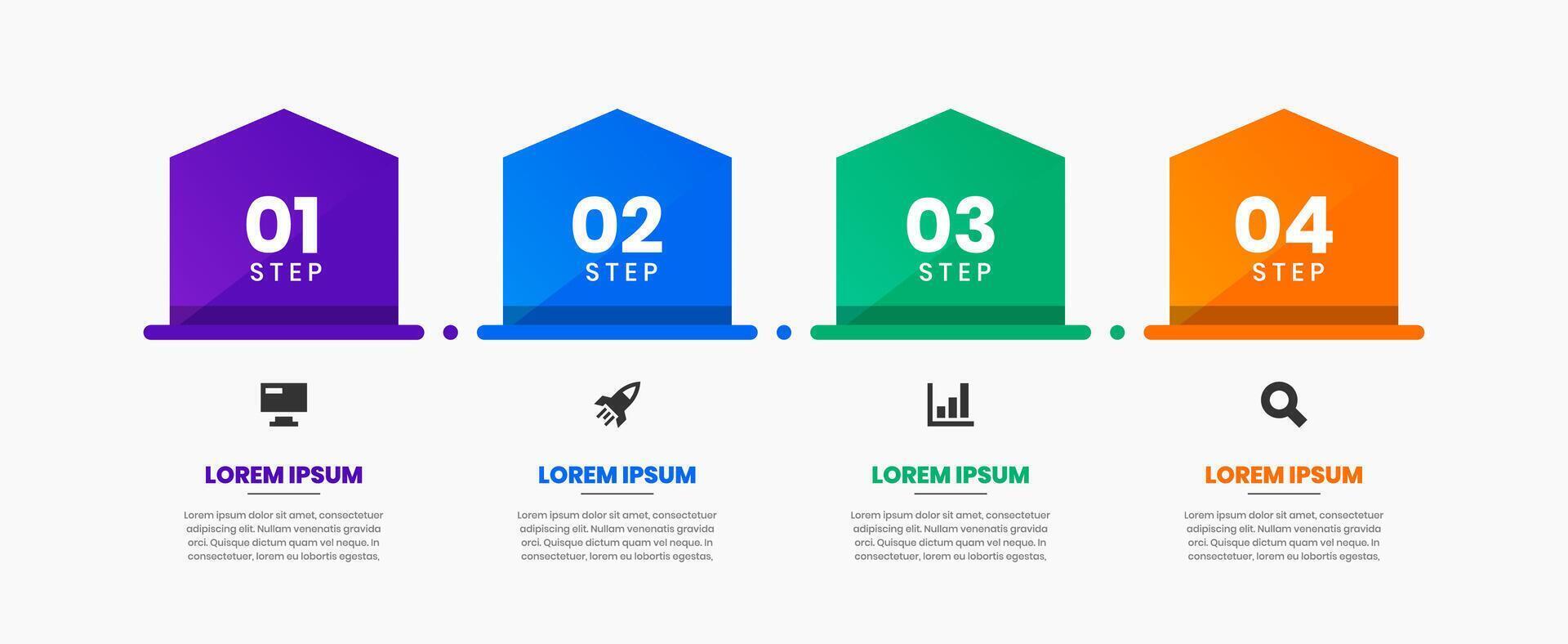 Arrow Infographic Element Design Templates with Icons and 4 Options or Steps. Suitable for Process Diagram, Presentations, Workflow Layout, Banner vector