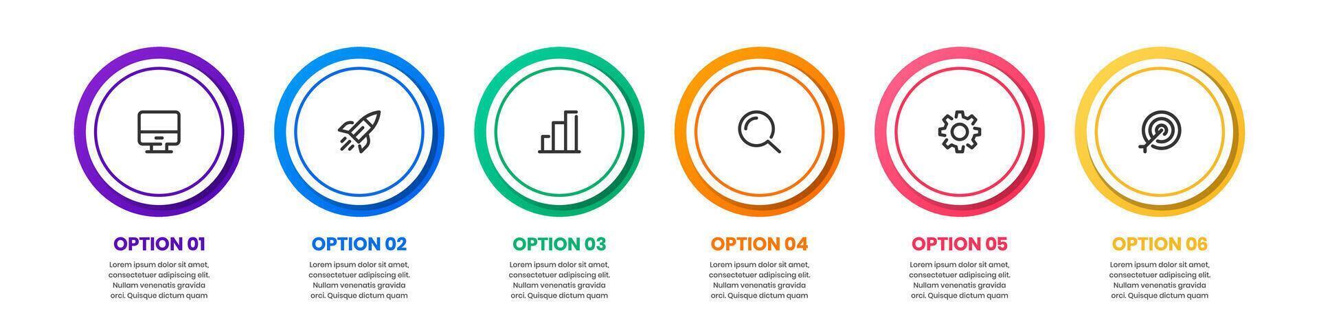 Infographic Element Design Templates with Icons and Six Options. Suitable for Process Diagram, Presentations, Workflow Layout, Banner, Flow Chart, Infographic vector