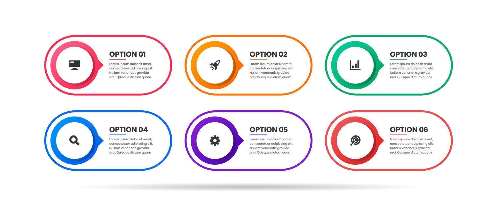 Label Infographic Element Design Templates with Icons and Six Options. Suitable for Presentations, Workflow Layout, Banner, Flow Chart, Infographic vector
