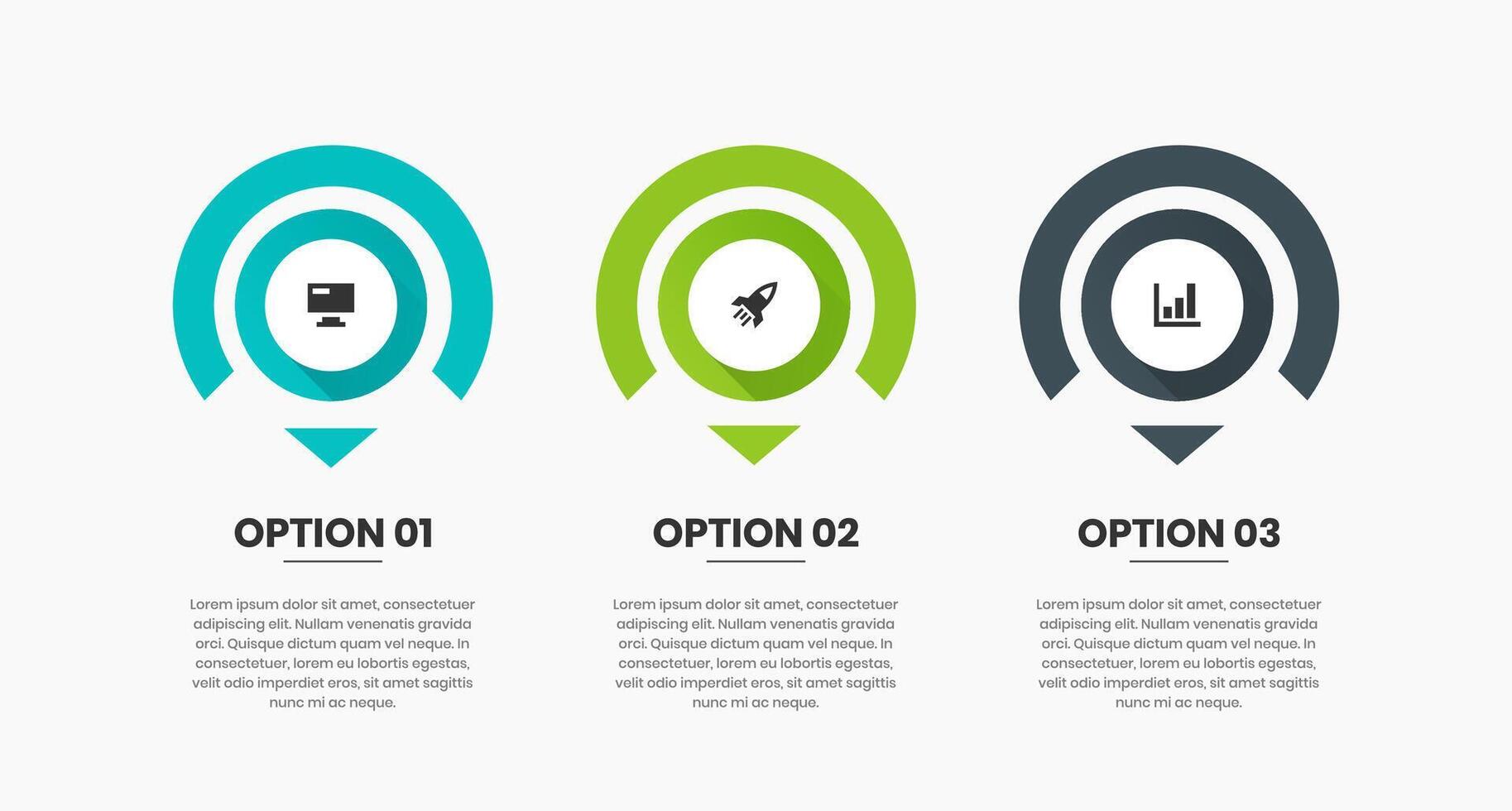 Circle Infographic Element Design Templates with Icons and 3 Options or Steps. Suitable for Process Diagram, Presentations, Workflow Layout, Banner, Infographic. vector