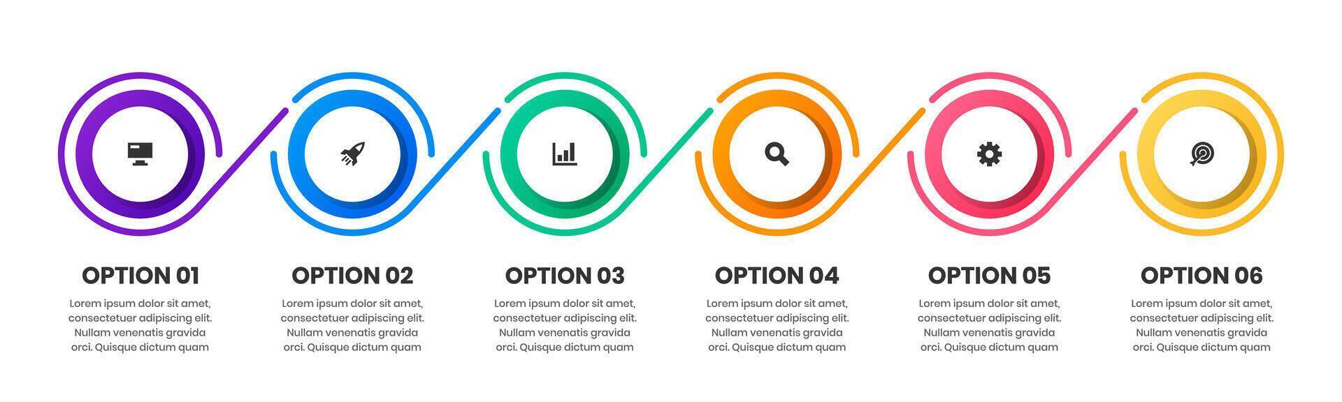 Timeline Circle Infographic Element Design Templates with Icons and Six Options. Suitable for Presentations, Workflow Layout vector
