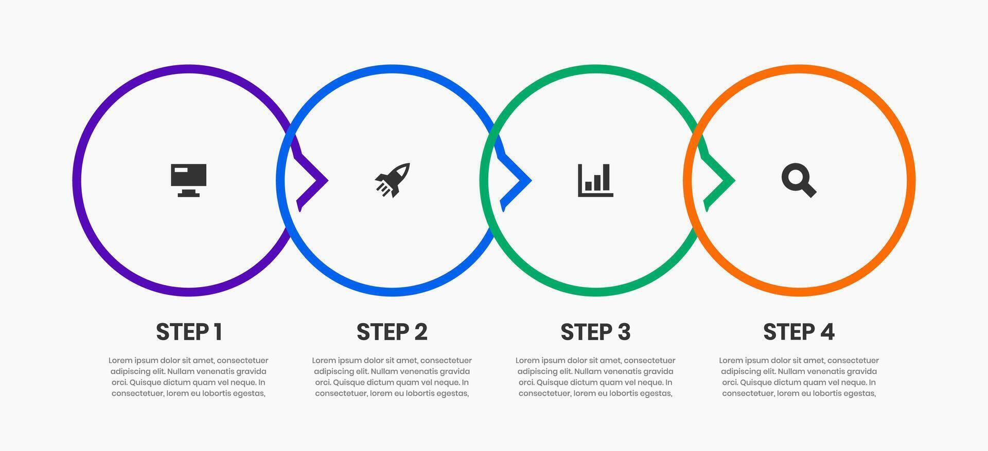 Line Infographic Element Design Templates with Icons and 4 Options or Steps. Suitable for Process Diagram, Presentations, Workflow Layout, Banner, Flow Chart vector